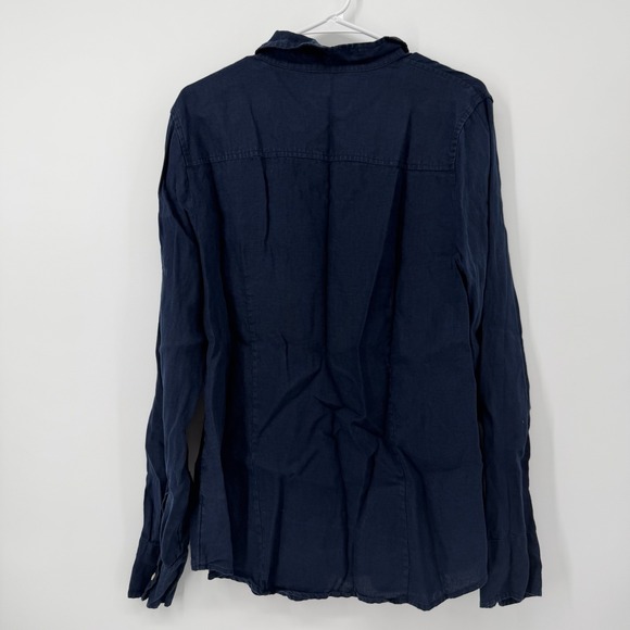 J. Crew Wren Slim Shirt in Baird McNutt 100% Irish Linen Navy Blue Size 16T - Picture 2 of 9